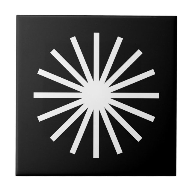 Azulejo De Cerâmica Starburst Preto e Branco (Frente)