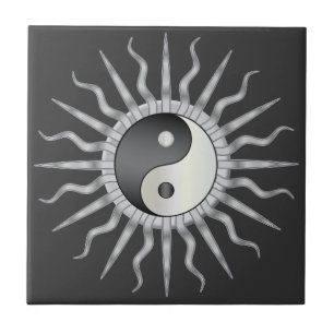 Azulejo De Cerâmica Starburst preto Yin Yang