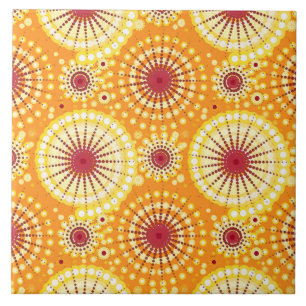 Azulejo De Cerâmica Starbursts e pinwheels, açafrão e passa