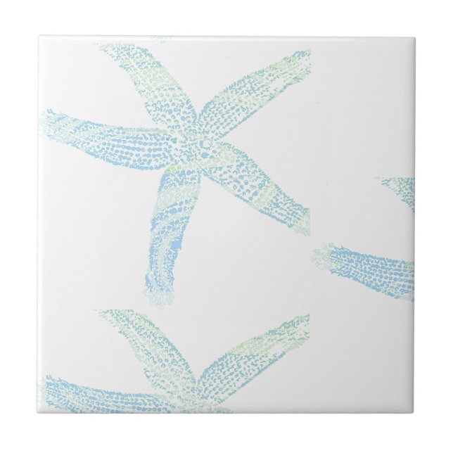 Azulejo De Cerâmica Starfish Coastal Beach Teal Blue Aqua Gift (Frente)