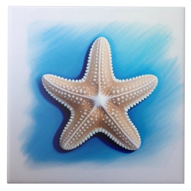 Azulejo De Cerâmica Starfish Crayon Drawing (Frente)
