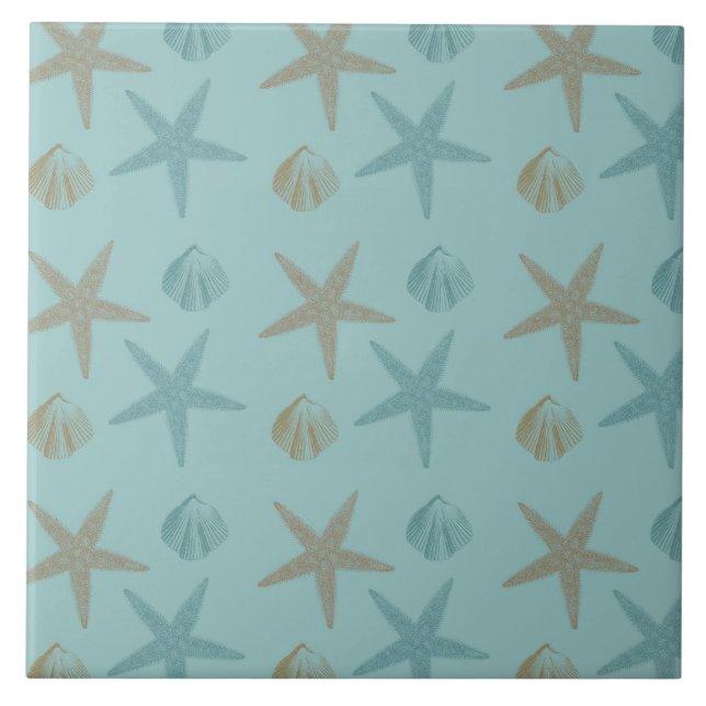 Azulejo De Cerâmica Starfish e conchas (Frente)