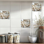 Azulejo De Cerâmica Starfish Pearls Seashells Driftwood Beach<br><div class="desc">Starfish bonito,  conchas,  madeira derivada e pérolas brancas em areia branca macia.</div>