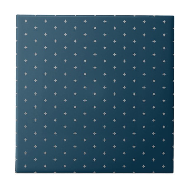 Azulejo De Cerâmica StarNight Silver Stars Blue (Frente)