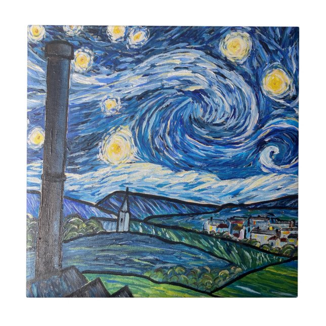 Azulejo De Cerâmica Starry Night Belmont Lancashire (Frente)