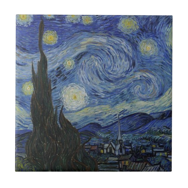 Azulejo De Cerâmica Starry Night - Van Gogh (Frente)