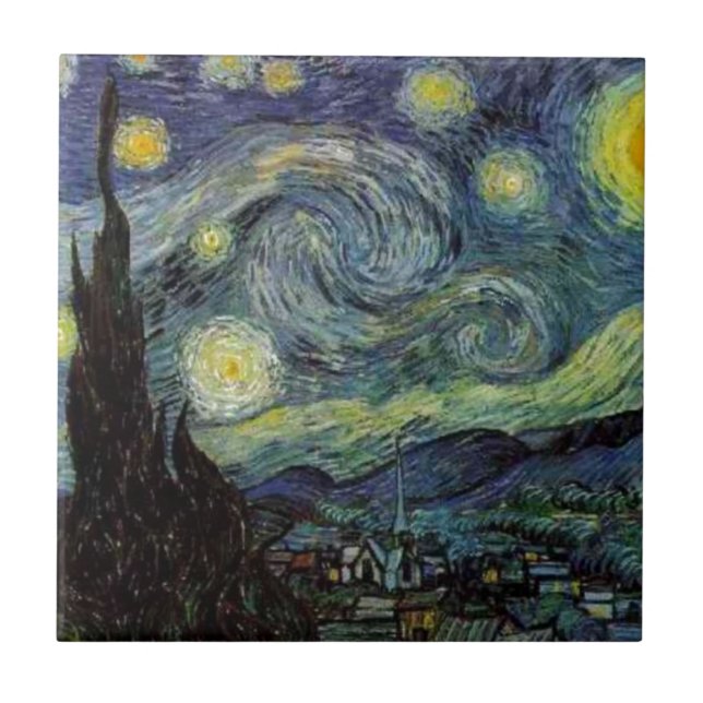 Azulejo De Cerâmica Starry Night - van Gogh (Frente)