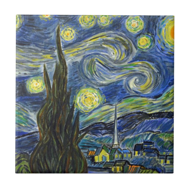 Azulejo De Cerâmica Starry Night, Van Gogh (Frente)
