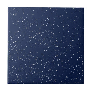 Azulejo De Cerâmica Starry Sky, Stars on Midnight Blue 