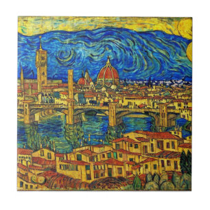 Azulejo De Cerâmica Starry Starry Night Florence Itália