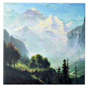 Azulejo De Cerâmica Staubbach Falls perto da Suiça de Lauterbrunnen