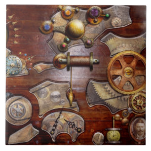 Azulejo De Cerâmica Steampunk - Engrenagens - Engenharia reversa