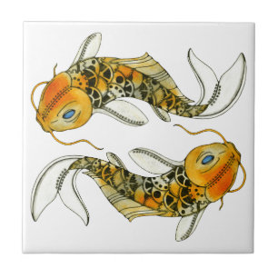 Azulejo De Cerâmica Steampunk Koi