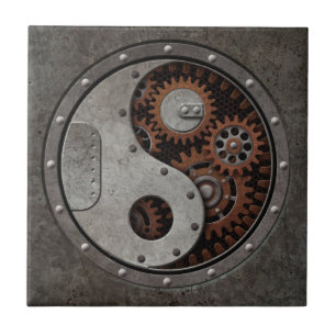 Azulejo De Cerâmica Steampunk Yin Yang
