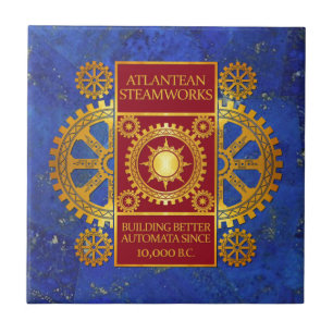 Azulejo De Cerâmica Steamworks Atlantean - ouro & vermelho no Lazuli