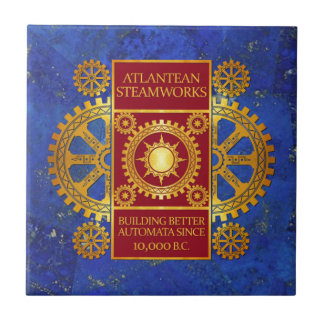 Azulejo De Cerâmica Steamworks Atlantean - ouro & vermelho no Lazuli