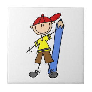 Azulejo De Cerâmica Stick Boy com Lápis