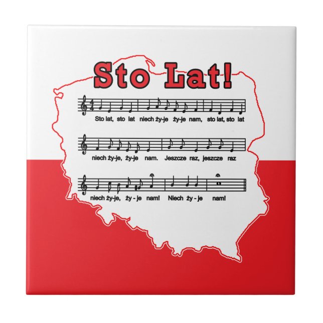 Azulejo De Cerâmica Sto Lat! Mapa Polonês da Música (Frente)
