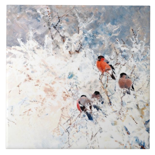 Azulejo De Cerâmica Stoopendaal - Bullfinches, pintura de arte (Frente)