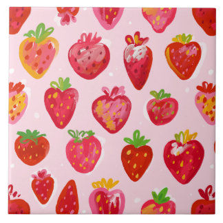 Azulejo De Cerâmica Strawberry Delight Pattern