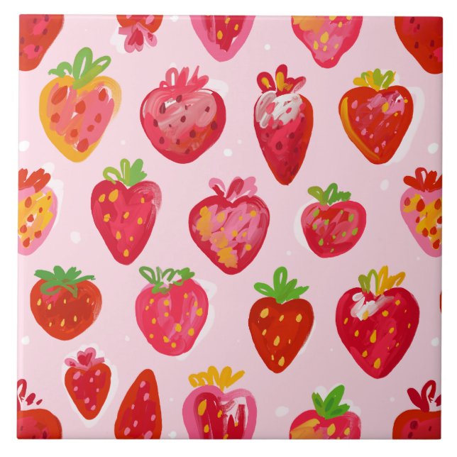 Azulejo De Cerâmica Strawberry Delight Pattern (Frente)