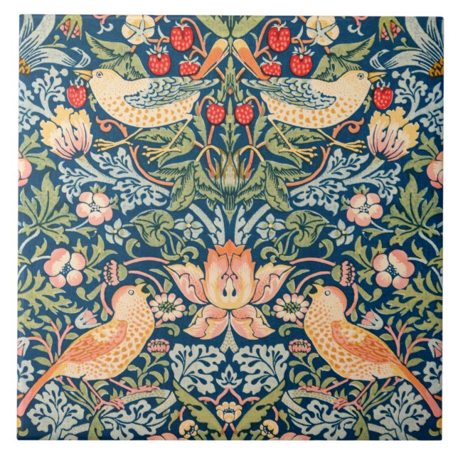 Azulejo De Cerâmica Strawberry Thief (por William Morris) (Frente)