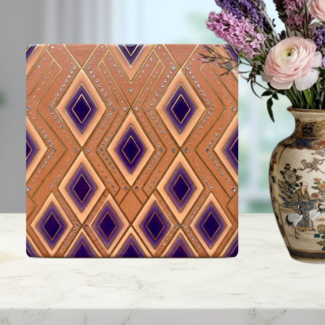 Azulejo De Cerâmica Streamline Modern Disco Waterfall Purple Orange (Criador carregado)