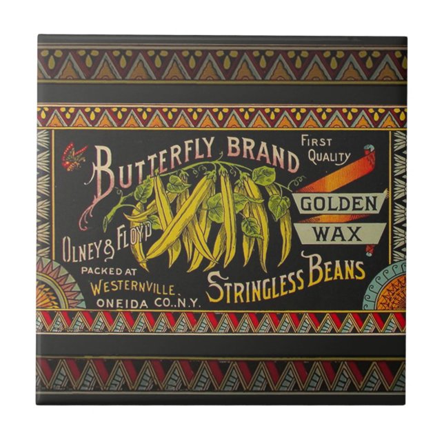 Azulejo De Cerâmica String Bean Label Vegetal País (Frente)