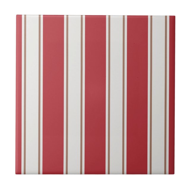 Azulejo De Cerâmica Stripes clássicas de mouse vermelho, branco e moch (Frente)