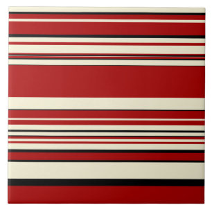 Azulejo De Cerâmica Stripes Complexas - Vermelho e Creme