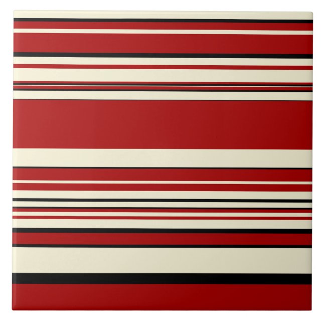 Azulejo De Cerâmica Stripes Complexas - Vermelho e Creme (Frente)