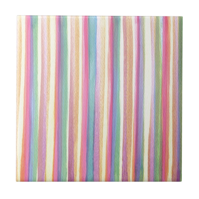 Azulejo De Cerâmica Stripes de Aquarela (Frente)