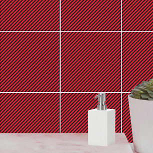 Azulejo De Cerâmica Stripes Diagonais Finas Pretas e Vermelhas