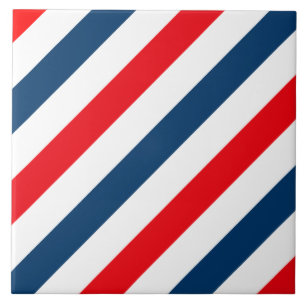 Azulejo De Cerâmica Stripes Diagonais Tricolor (azul, branco e vermelh