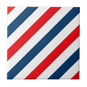 Azulejo De Cerâmica Stripes Diagonais Tricolor (azul, branco e vermelh