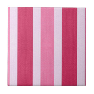 Azulejo De Cerâmica Stripes Vermelhas, Brancas e Rosa
