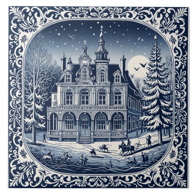 Azulejo De Cerâmica style delft hiver/Noël 2 (Frente)
