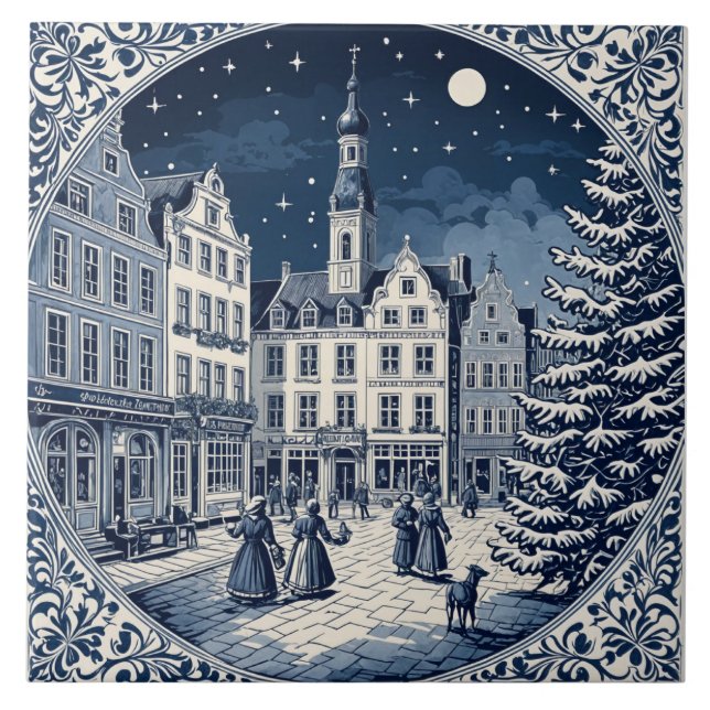 Azulejo De Cerâmica style Delft hiver/Noël 5 (Frente)