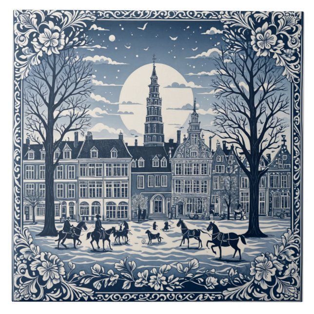 Azulejo De Cerâmica style Delft hiver/Noël 6 (Frente)