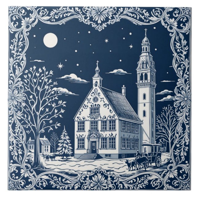 Azulejo De Cerâmica style Delft hiver/Noël 7 (Frente)