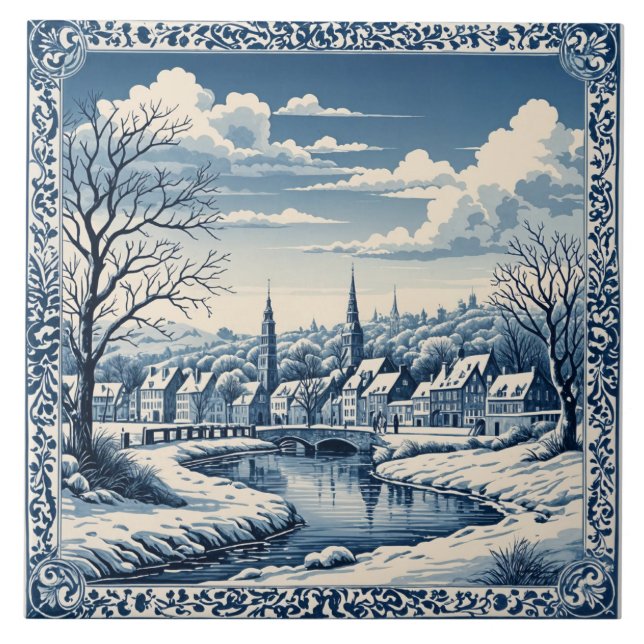 Azulejo De Cerâmica style Delft hiver/Noël 8 (Frente)