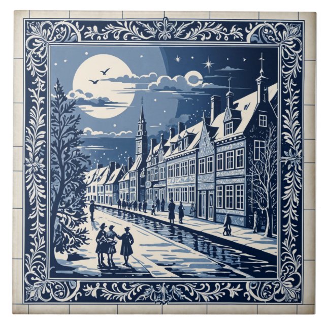 Azulejo De Cerâmica style Delft hiver/Noël 9 (Frente)