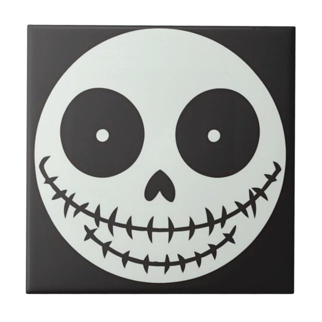 Azulejo De Cerâmica Stylized Skull Design / Design Estilizado de Crâni (Frente)