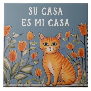 Azulejo De Cerâmica Sua Casa é Minha Casa - Humor Divertido de Gato Es
