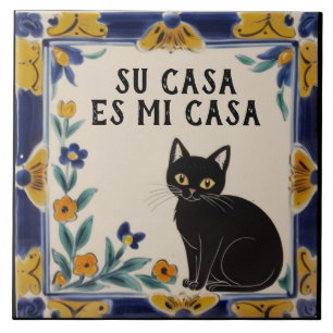 Azulejo De Cerâmica Sua Casa é Minha Casa - Humor Divertido de Gato Es