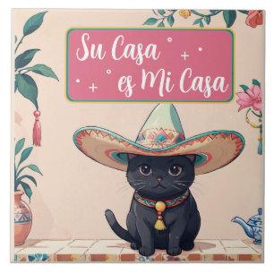 Azulejo De Cerâmica Sua Casa é Minha Casa - Humor Divertido de Gato Es