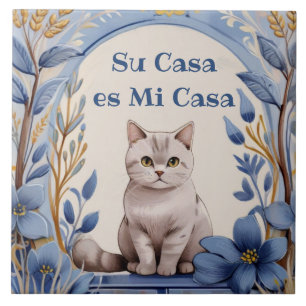Azulejo De Cerâmica Sua Casa é Minha Casa - Humor Divertido de Gato Es