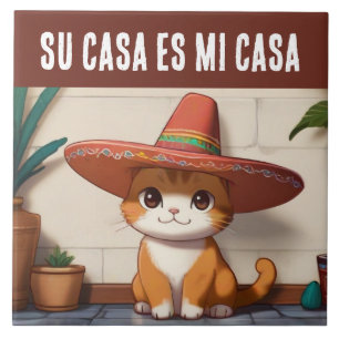 Azulejo De Cerâmica Sua Casa é Minha Casa - Humor Divertido de Gato Es