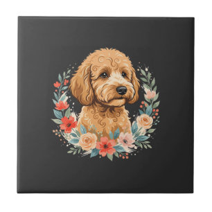 Azulejo De Cerâmica Sublimação Redonda de Cachorro Floral