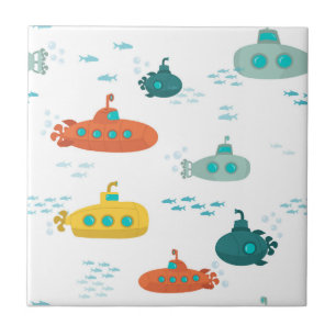 Azulejo De Cerâmica Submarino Fofo Peixes Marinhos Profundos Crianças